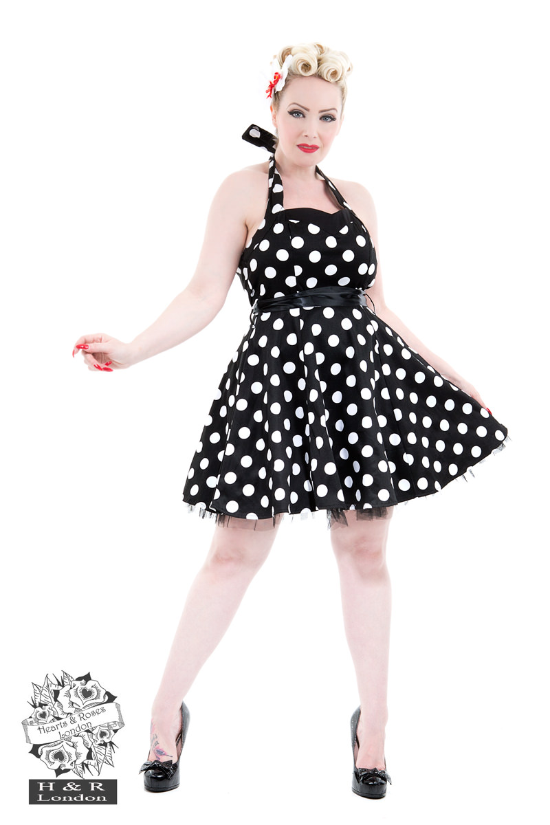 Black White Polka Dot Dress In Blackwhite Hearts And Roses London 